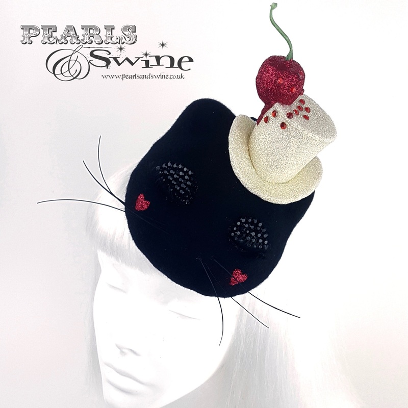 Meow Black Cat Cherry Hat