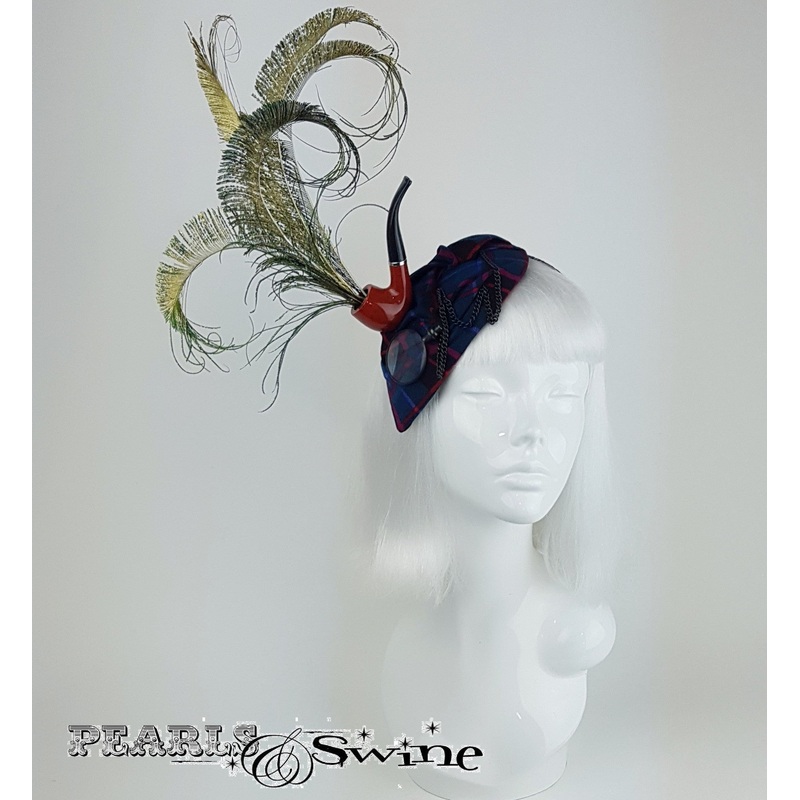 Stylish Tartan Pipe and Monocle Hat Elementary