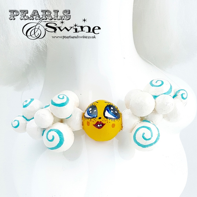 Sunny Day Clouds & Sunshine DollFace Necklace