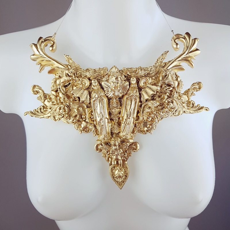 2 Virgins Gold Filigree Statement Neckpiece