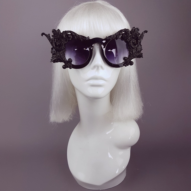 Dominion Black Filigree Ornate Sunglasses