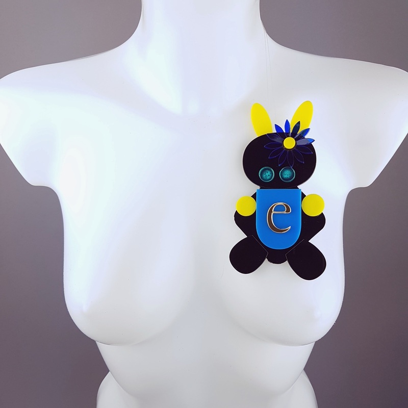 E for Extra Acrylic Bunny Rabbit Brooch
