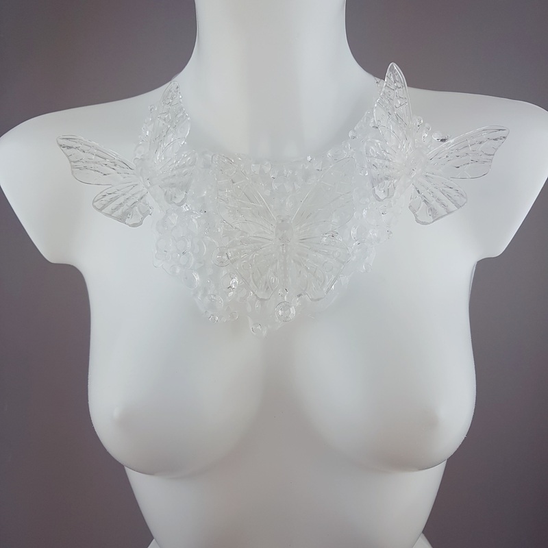 Ectoplasm Clear Butterfly and Gem Neckpiece