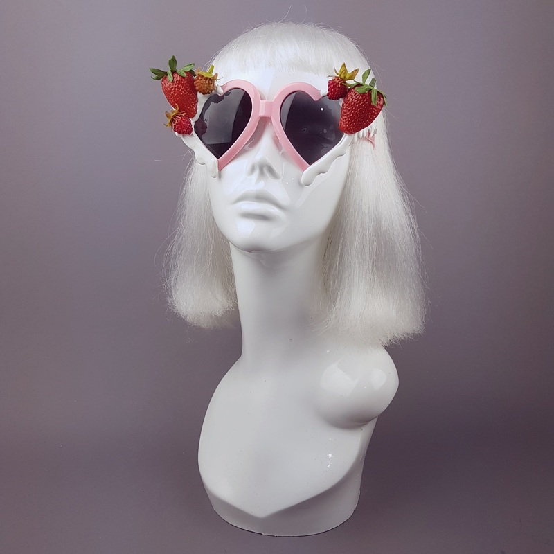 Naughty but Nice Strawberries & Cream Heart Shaped Sunglasses