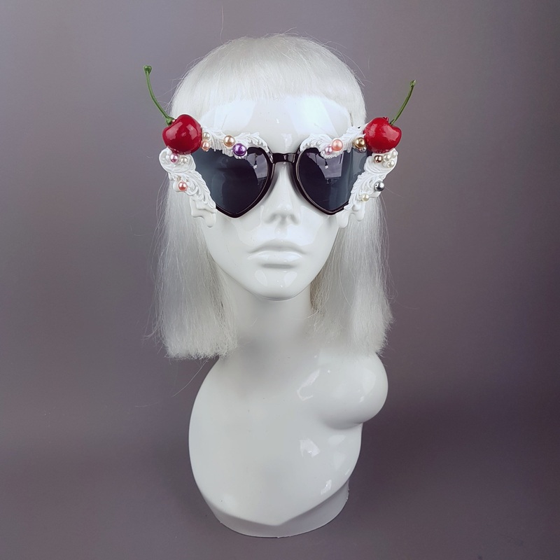 Sweet As Sin Cherries & Cream Heart Shaped Sunglasses
