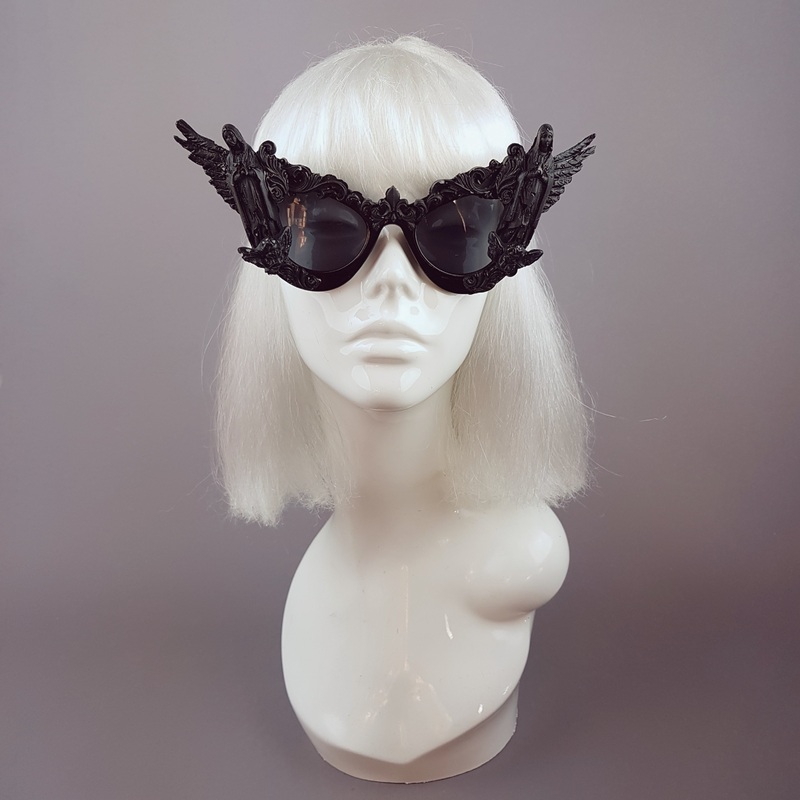 Tahira Black Virgin Mary Filigree Sunglasses