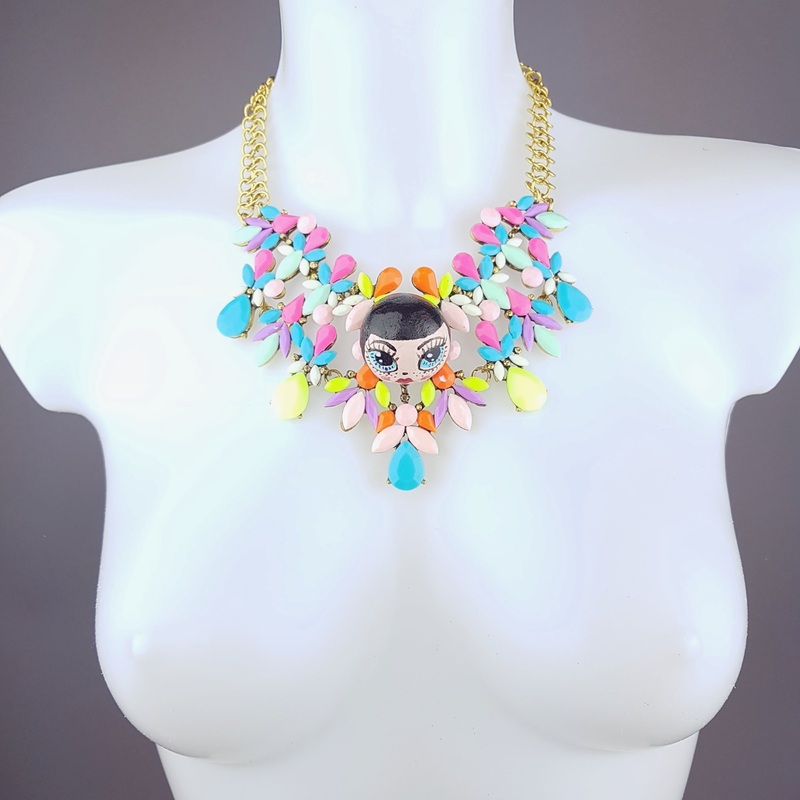 Trsor Opulent Colourful DollFace Necklace