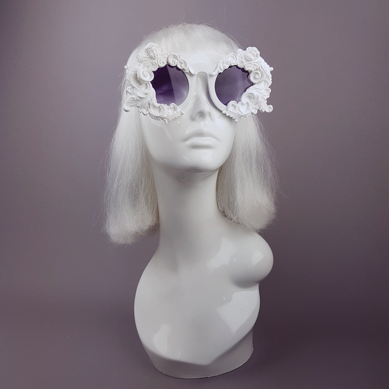 Venus White Filigree & Cherub Baroque Sunglasses