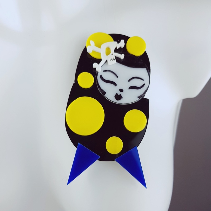 Yochi Large Acrylic Doll Brooch