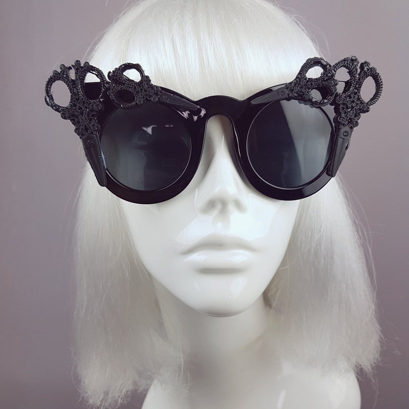 Assisi Black Filigree Scissors Sunglasses