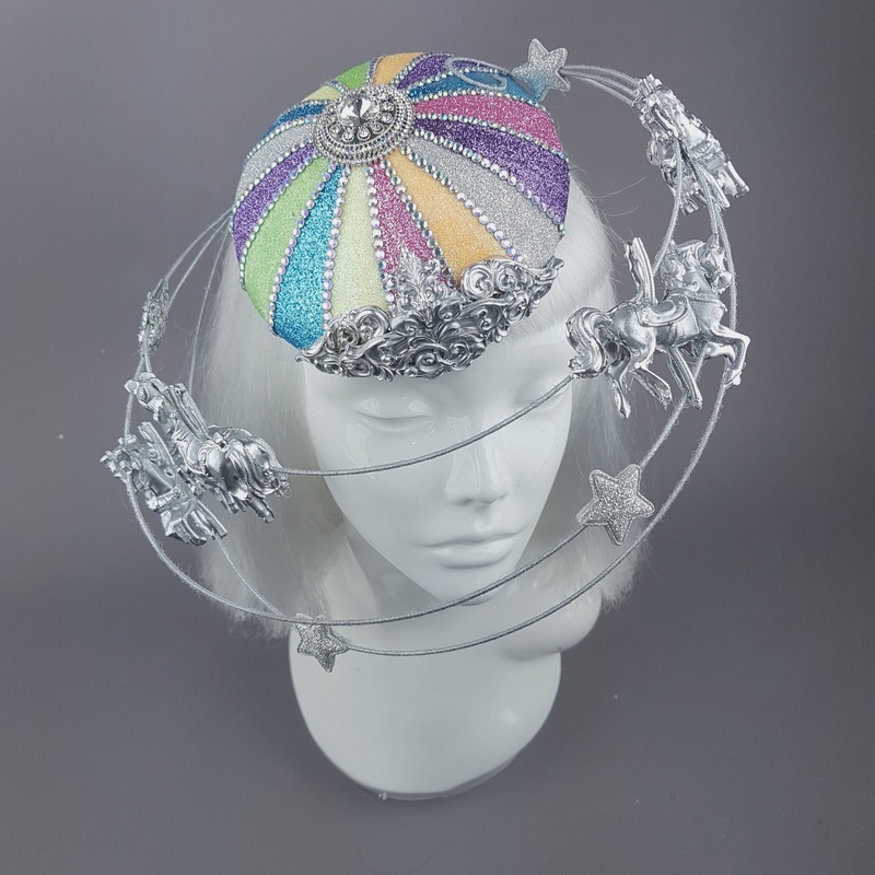 CandyFloss Dreams Pastel Circus Carousel Wired Veil Hat