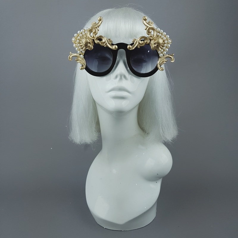 Desse Gold Filigree & Pearl Ornate Sunglasses