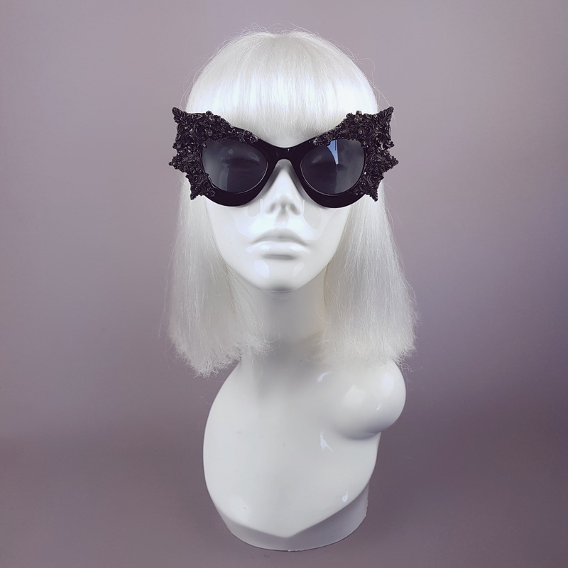 Eisheth Black Filigree Bat Catseye Sunglasses