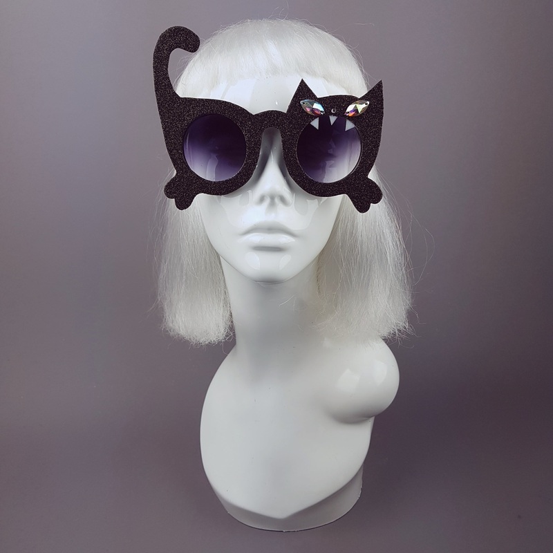 Fierce Black Glitter Cat Sunglasses