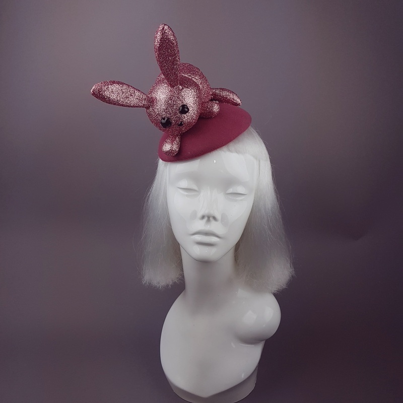 Flopsy Pink Glitter Bunny Rabbit Fascinator Hat