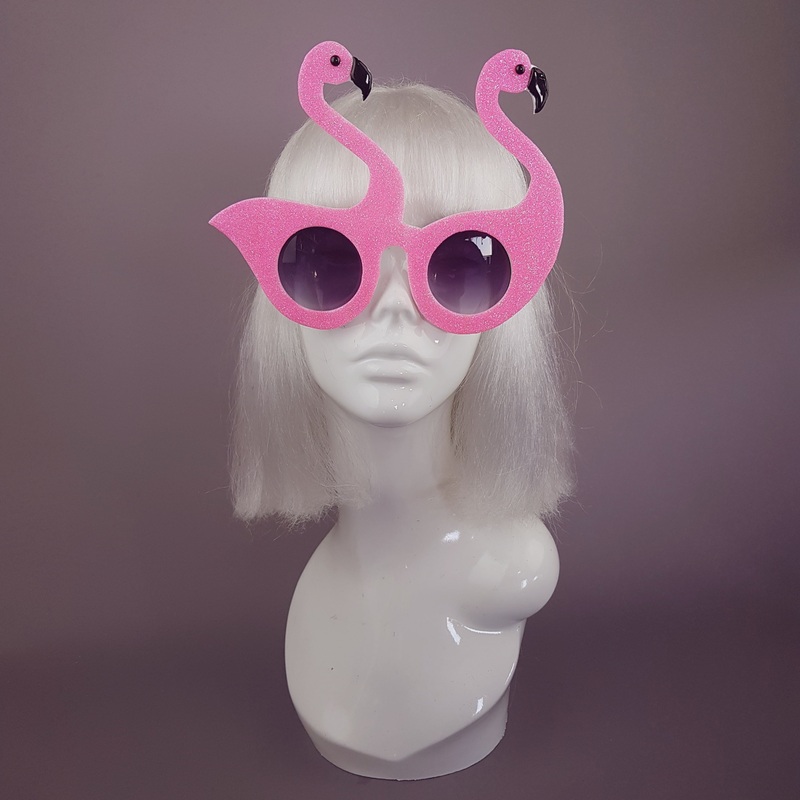 Flouncy Magoo Neon Pink Glitter Flamingo Sunglasses