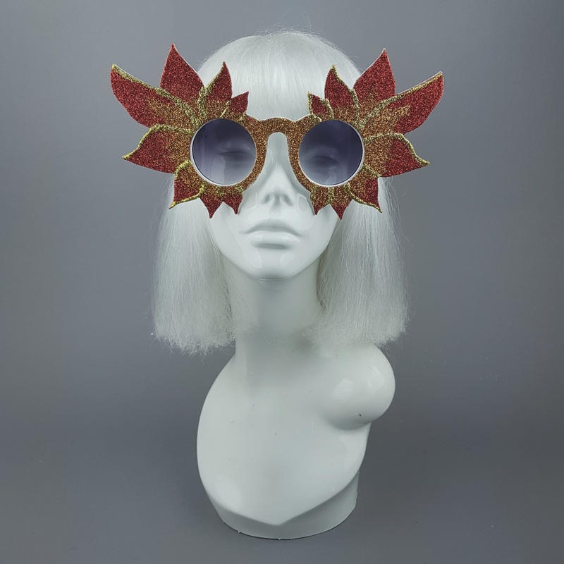 Hot As Hell Large Glitter Fire Flame Sunglasses