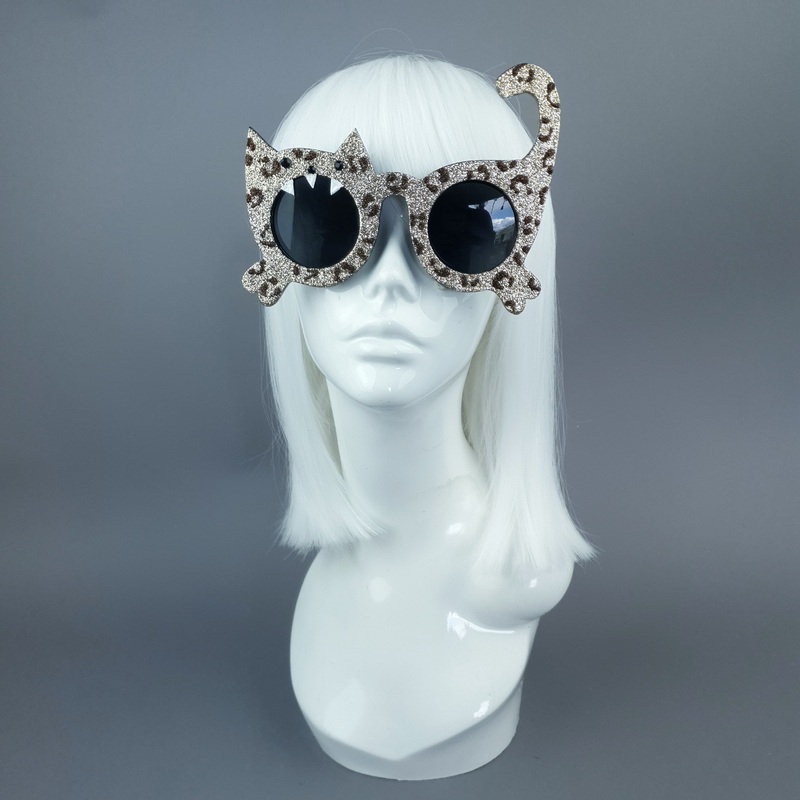 Hunter Gold Glitter Leopard Cat Sunglasses