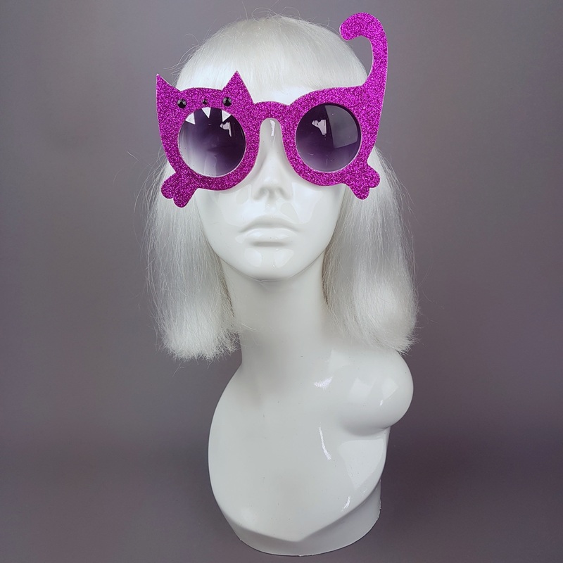 I Will Eat You Pink Glitter Cat Sunglasses