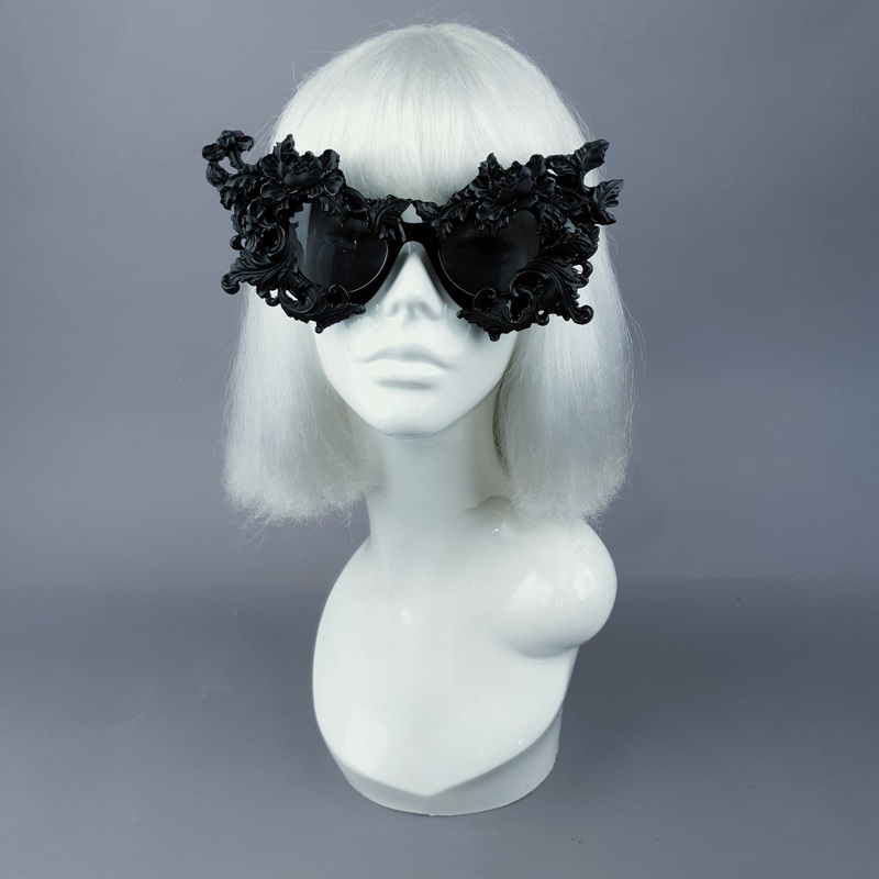 Lamia Black Filigree Catseye Sunglasses