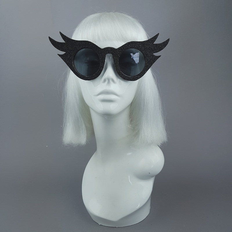 Lashes Black Eyelash Glitter Novelty Statement Sunglasses