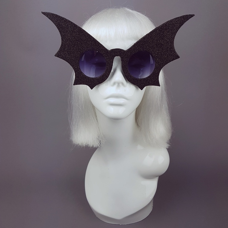 The Night Flier Black Glitter Bat Wing Sunglasses