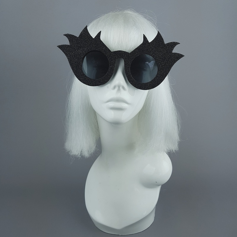 Black Tulip Glitter Flower Sunglasses