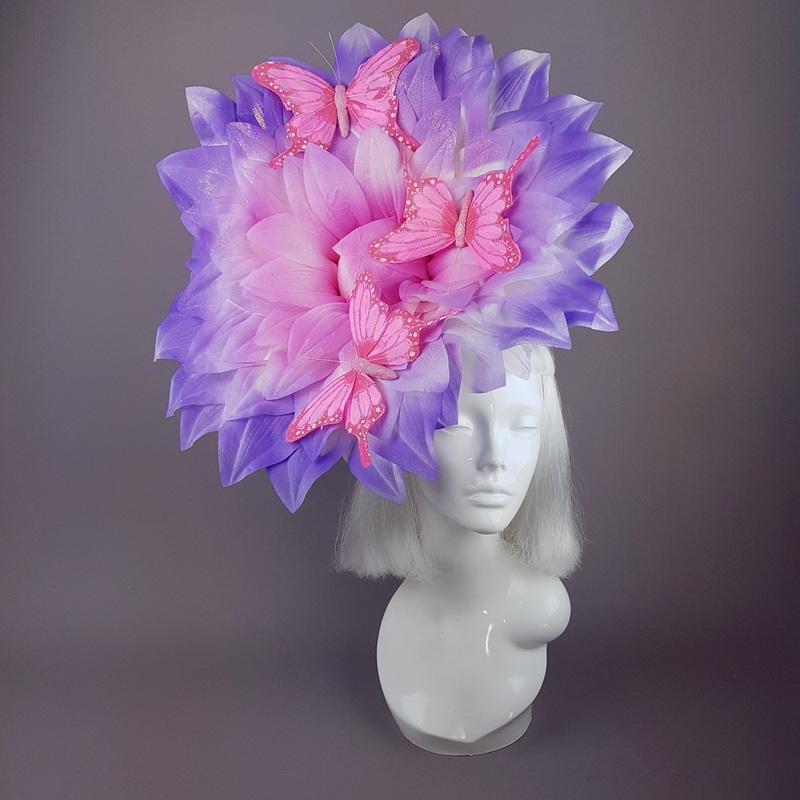 Celeste Giant Pink Flower & Butterflies Hat