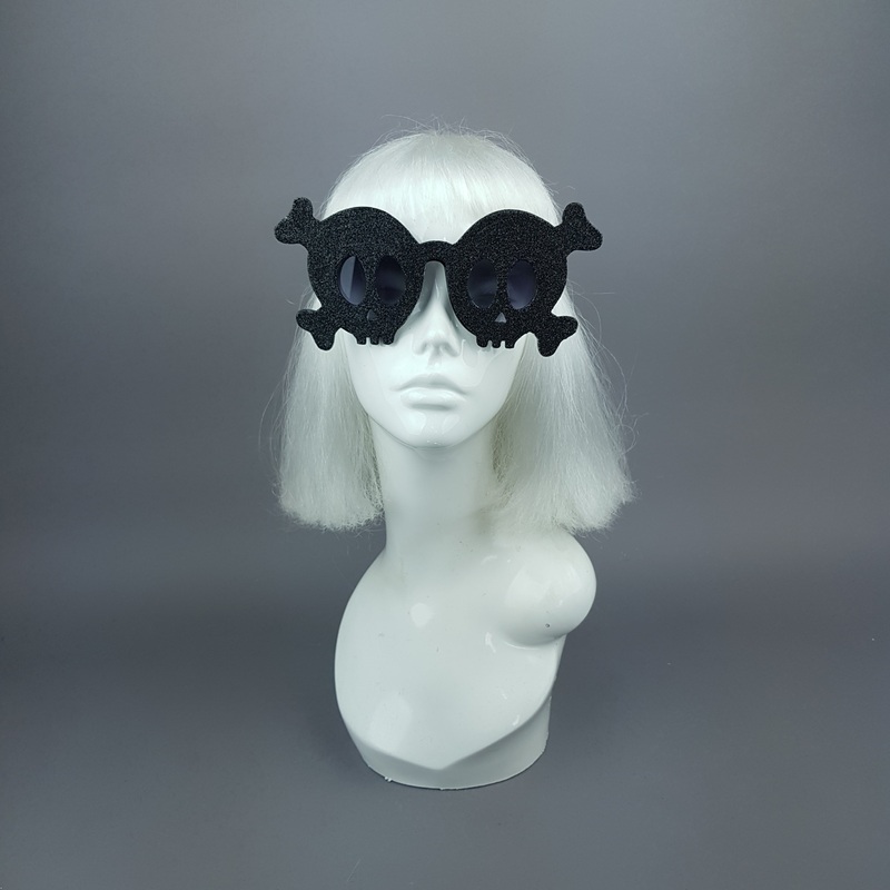 Deadly Black Glitter Skull Sunglasses