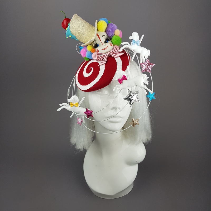 Funfair Clown, Carousel, Star Fascinator Hat