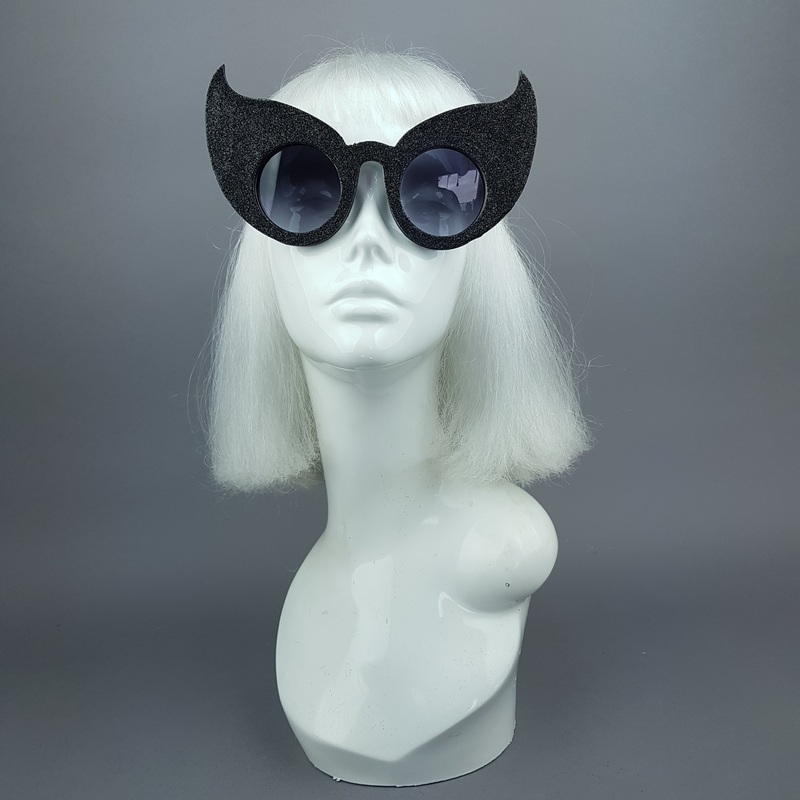 Hex Black Glitter Devil Horn Sunglasses