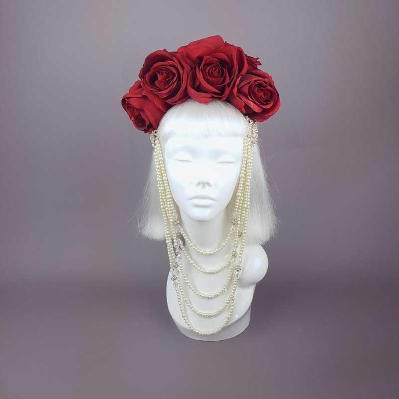 Majest Red Rose & Pearl Headdress