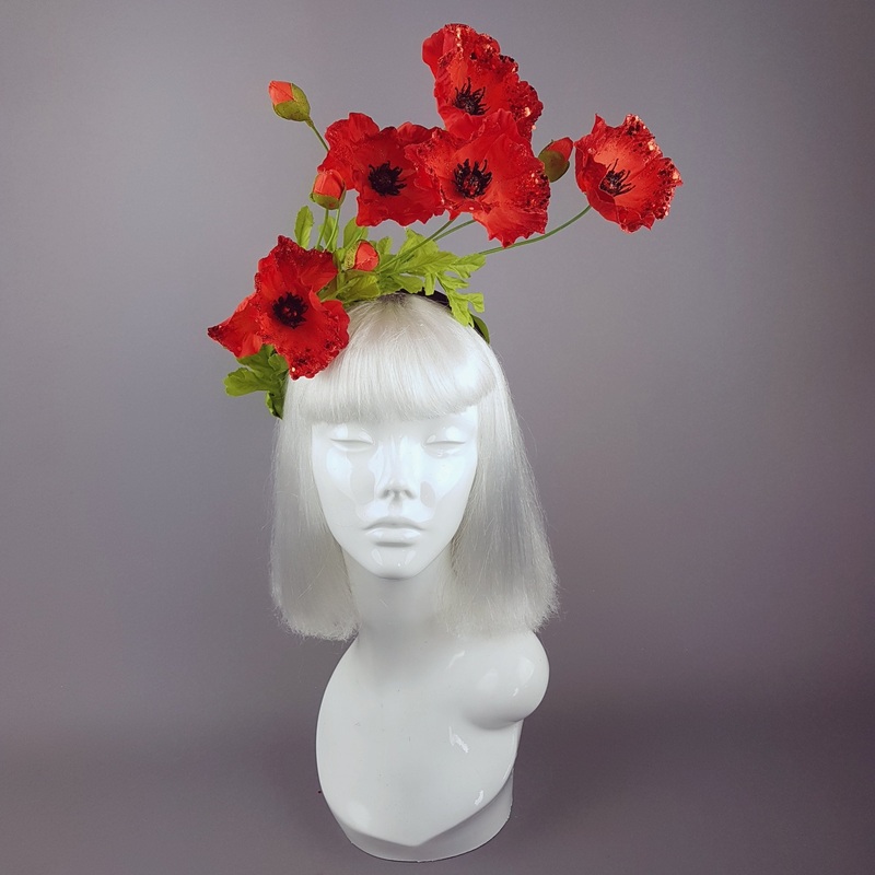 Opium Red Poppy Flower Headpiece