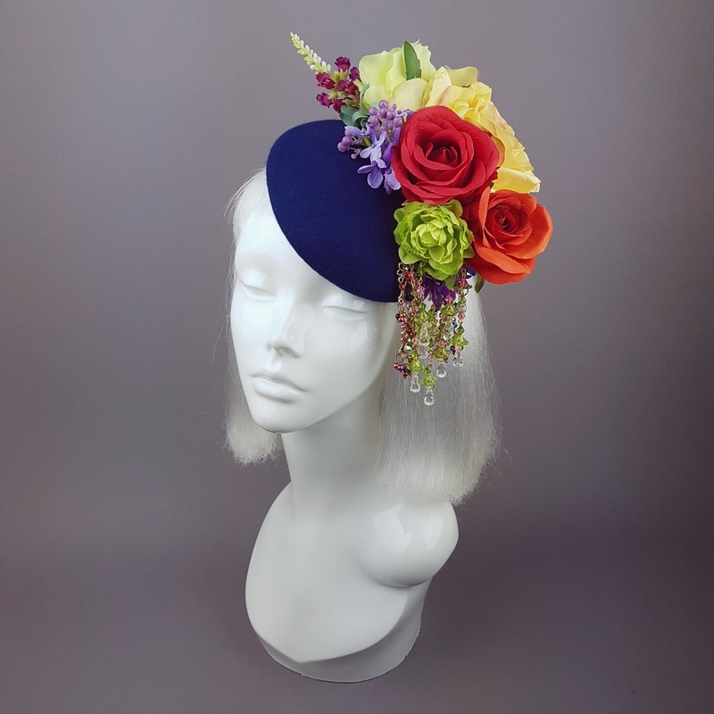 Radella Colourful Flower & Navy Blue Headpiece