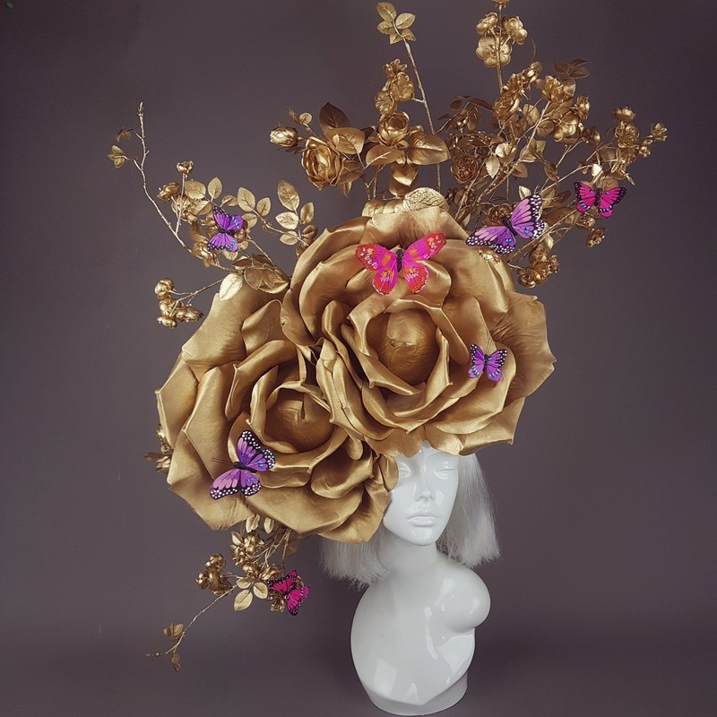 Rhiannon Giant Gold Roses Headdress