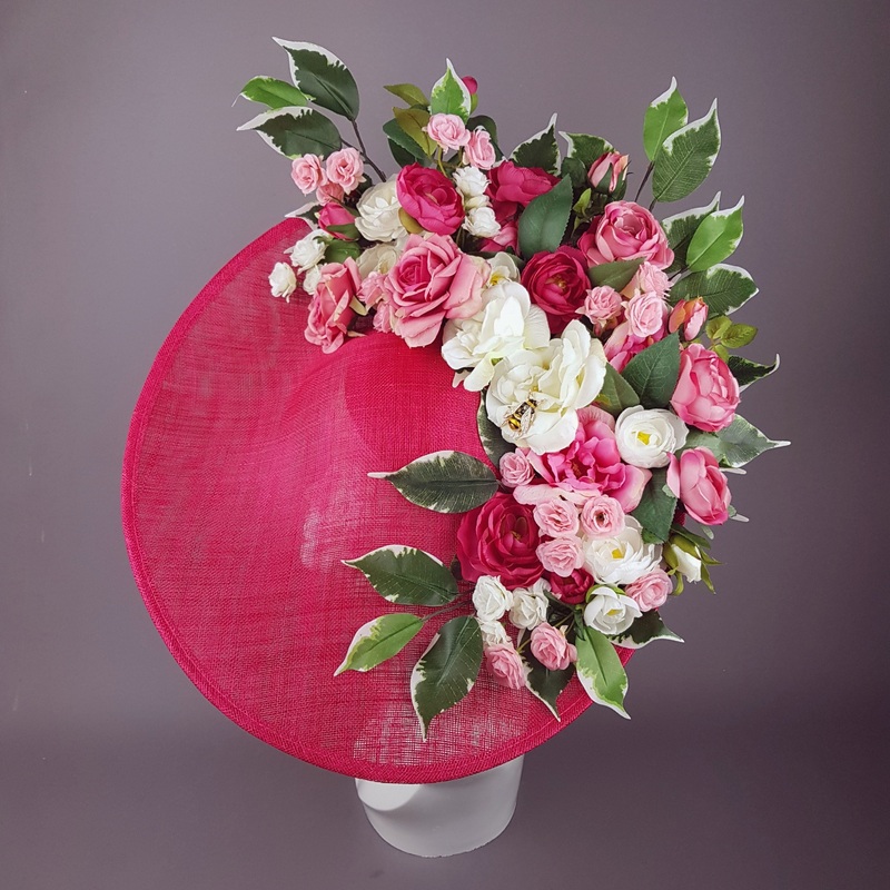Rose Garden Extra Large Pink Flower Hat with Bee