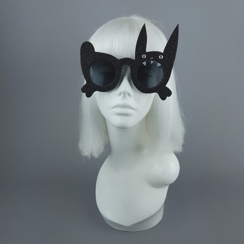 Vampire Bunny Black Glitter Rabbit Sunglasses