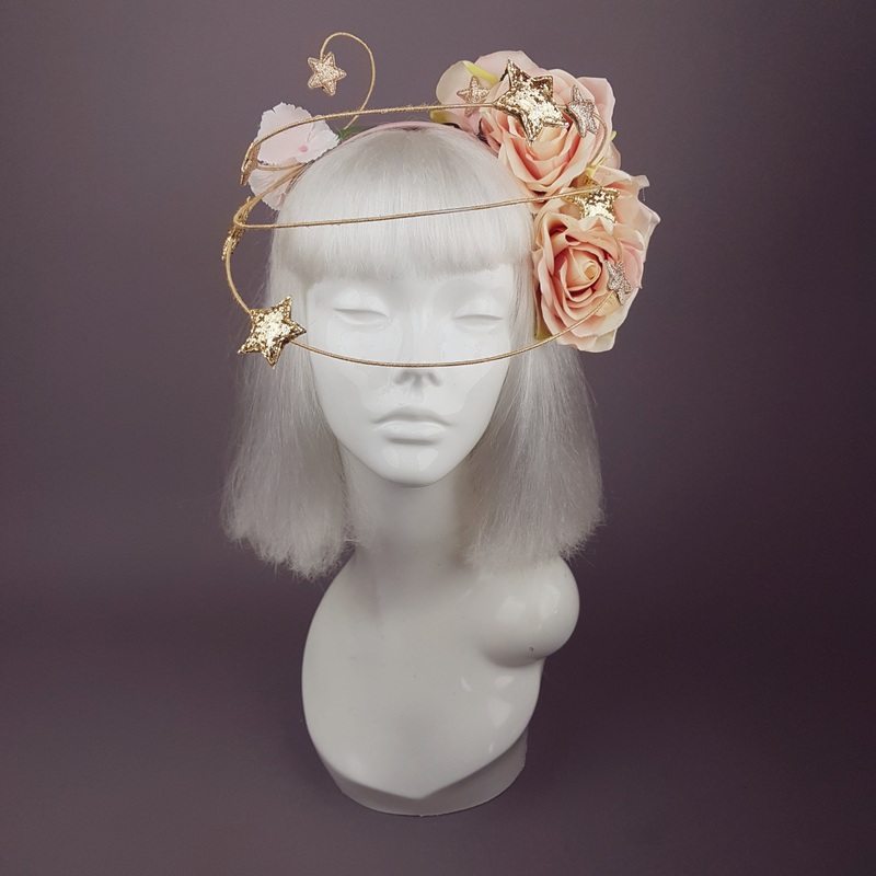 Violar Pink Rose & Gold Star Headpiece