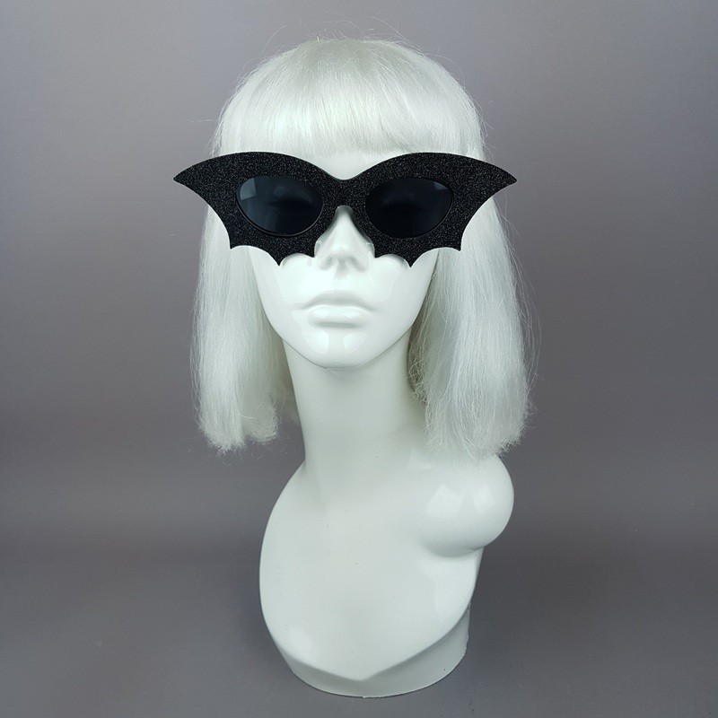 Bela Black Glitter Bat Sunglasses