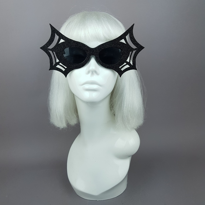Black Widow Black Glitter Spider Web Sunglasses
