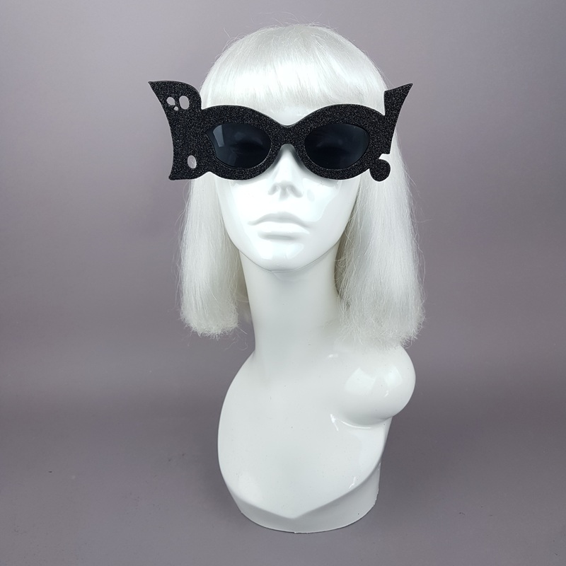 Boo! Black Glitter Halloween Ghost Sunglasses
