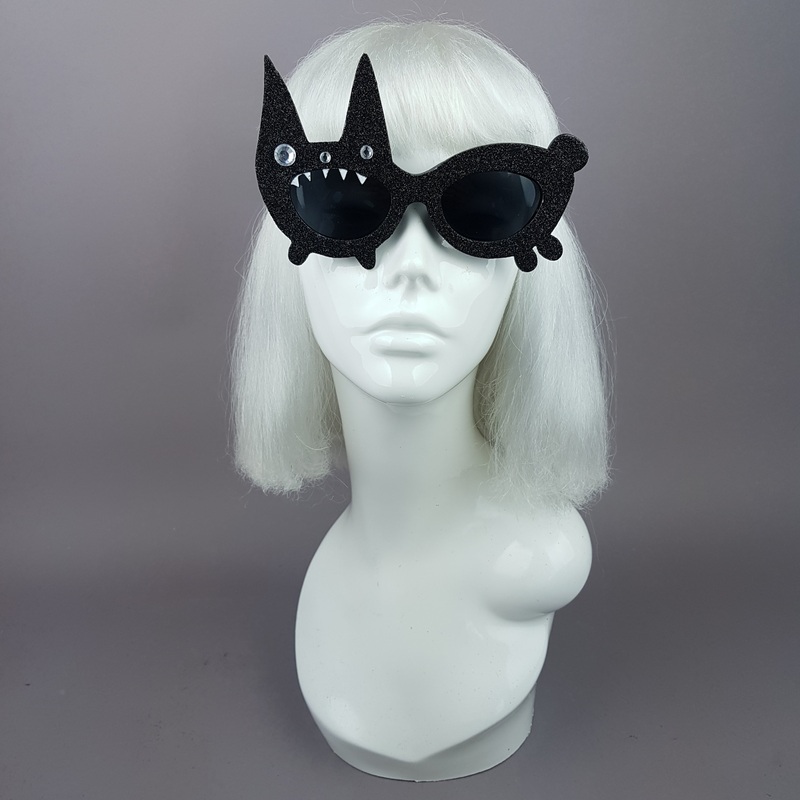 Buffy Black Glitter Bunny Rabbit Sunglasses