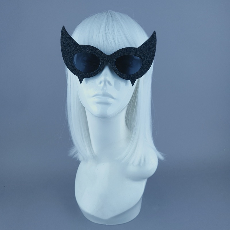 Diablo Black Glitter Devil Horn Sunglasses