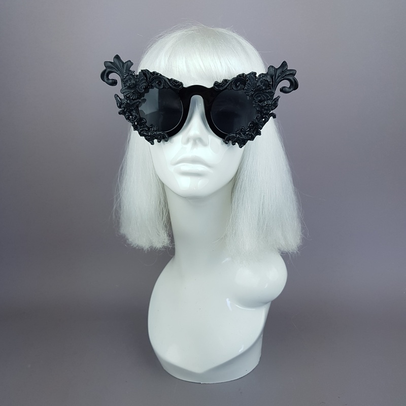 Erela Black Filigree Cherub Ornate Sunglasses