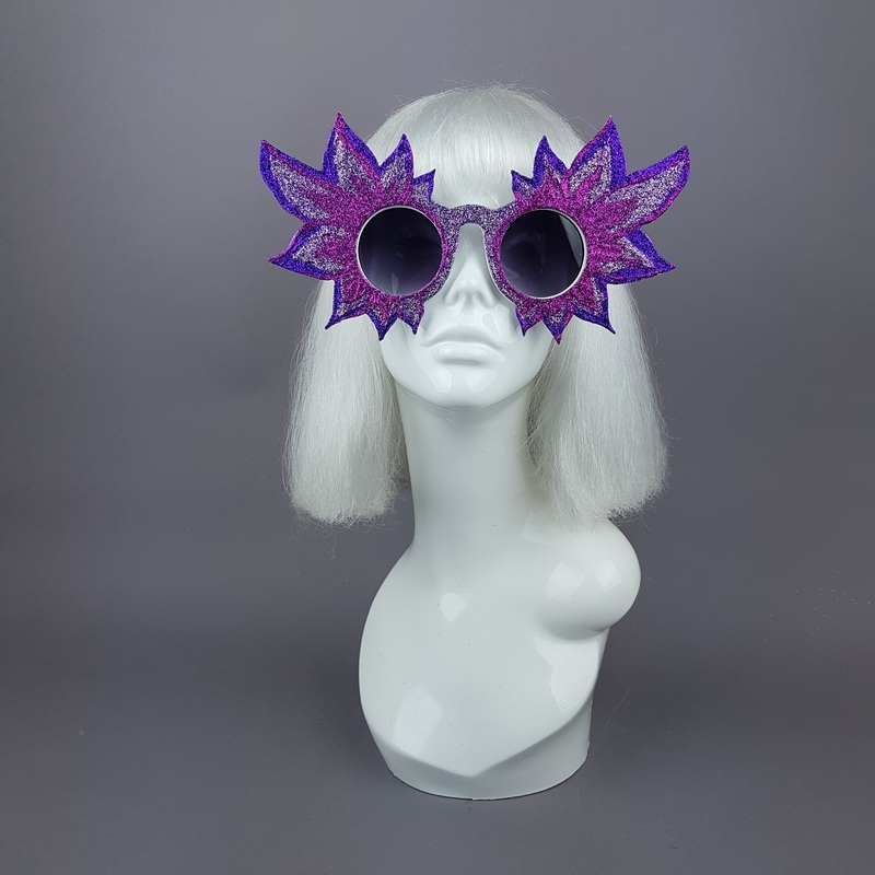 Fiorire Large Colourful Glitter Flower Sunglasses