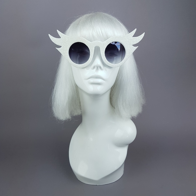 Lashes White Eyelash Glitter Novelty Statement Sunglasses