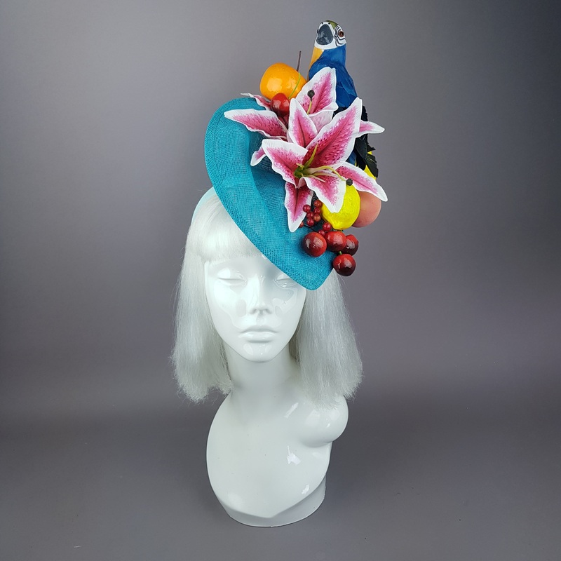 Leilani Colourful Parrot & Fruit Tropical Fascinator Hat