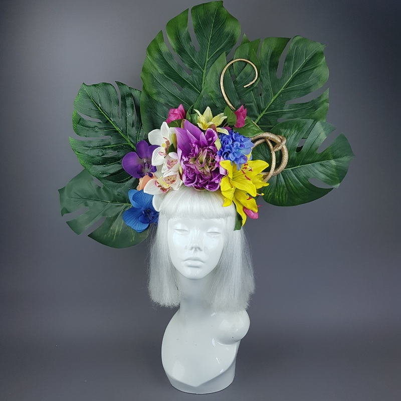 Temptation Tropical Flower, Leaf & Gold Snake Headdress
