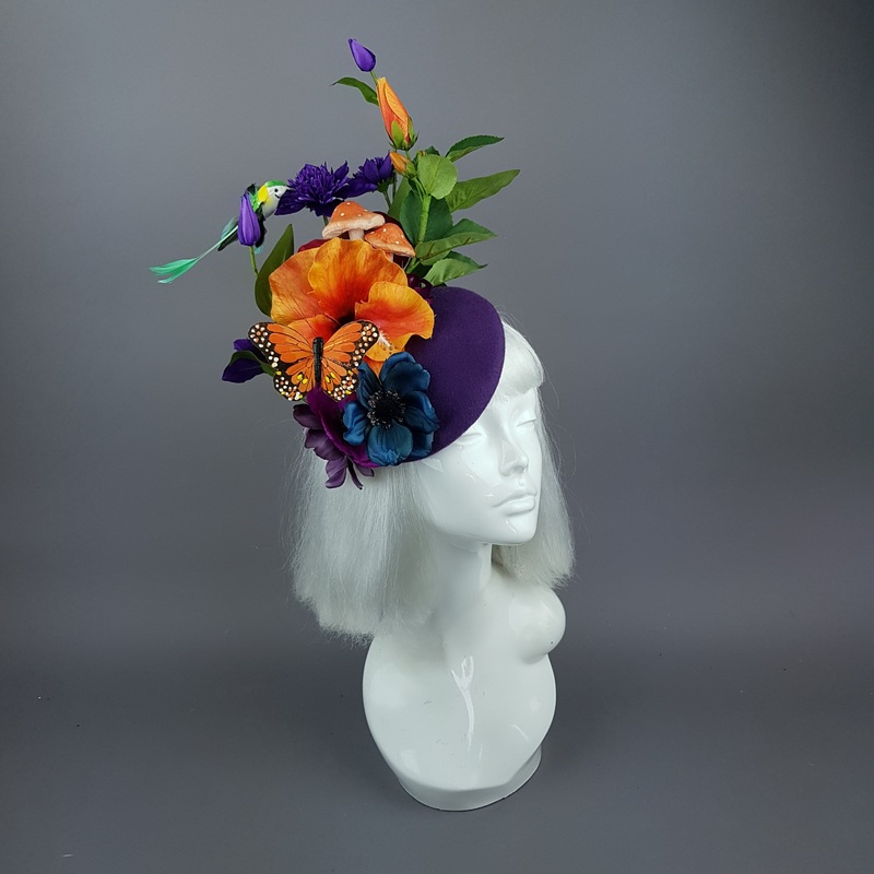Titania Colourful Flower & Hummingbird Fascinator