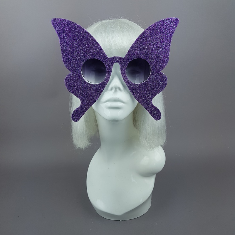 Transformation Blue/Purple Glitter Butterfly Sunglasses